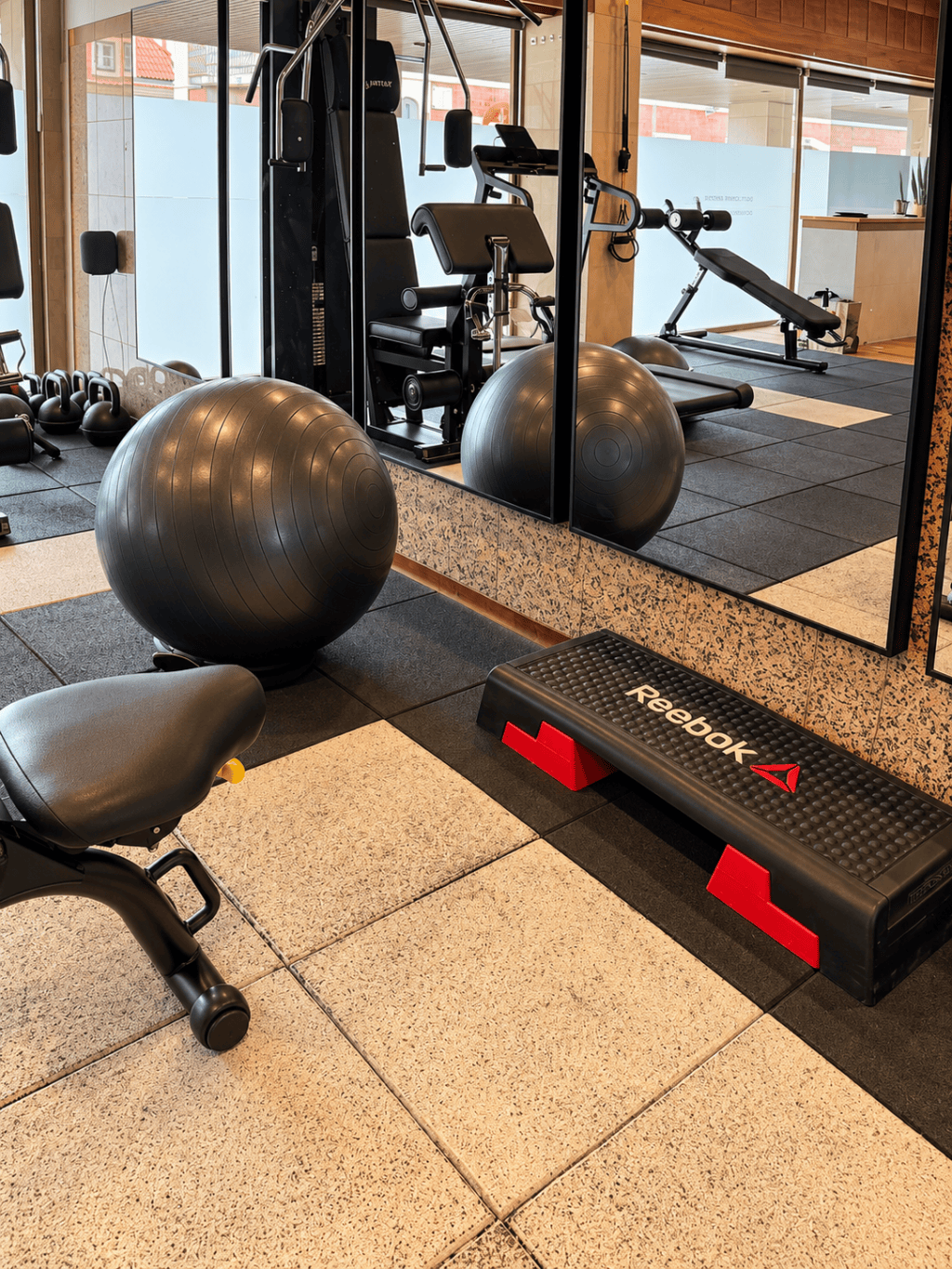 Exercise ball and step